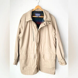 Vintage Land’s End Jacket Men’s Medium Chore Coat Blanket Lined Wool Barn Jacket